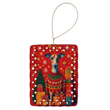 Load image into Gallery viewer, Greyhound Holiday Christmas Porcelain Ornament