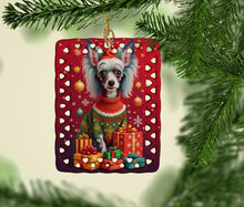 Load image into Gallery viewer, Chinese Crested Holiday Christmas Porcelain Ornament