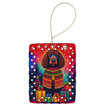Load image into Gallery viewer, Irish Water Spaniel Holiday Christmas Porcelain Ornament