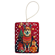Load image into Gallery viewer, Norwegian Buhund Holiday Christmas Porcelain Ornament