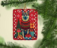 Load image into Gallery viewer, Norwegian Elkhound Holiday Christmas Porcelain Ornament