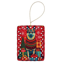 Load image into Gallery viewer, Norwegian Elkhound Holiday Christmas Porcelain Ornament