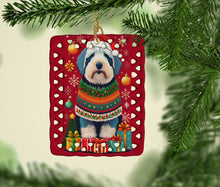 Load image into Gallery viewer, Old English Sheepdog Holiday Christmas Porcelain Ornament