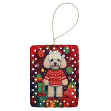 Load image into Gallery viewer, Poodle Holiday Christmas Porcelain Ornament