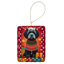 Load image into Gallery viewer, Portuguese Water Dog Holiday Christmas Porcelain Ornament