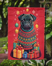 Load image into Gallery viewer, Black Pug Holiday Christmas Garden Flag – Outdoor Decorative Yard Flag