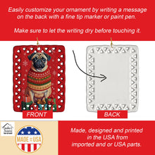 Load image into Gallery viewer, Fawn Pug Holiday Christmas Porcelain Ornament