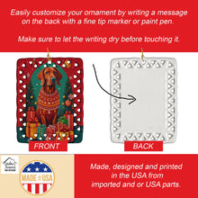 Load image into Gallery viewer, Red Redbone Coonhound Holiday Christmas Porcelain Ornament