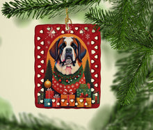 Load image into Gallery viewer, Saint Bernard Holiday Christmas Porcelain Ornament