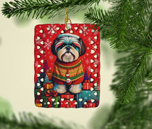 Load image into Gallery viewer, Shih Tzu Holiday Christmas Porcelain Ornament