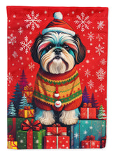 Load image into Gallery viewer, Shih Tzu Holiday Christmas Garden Flag – Outdoor Decorative Yard Flag