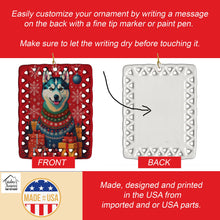 Load image into Gallery viewer, Siberian Husky Holiday Christmas Porcelain Ornament
