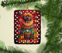 Load image into Gallery viewer, Tibetan Mastiff Holiday Christmas Porcelain Ornament
