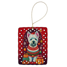 Load image into Gallery viewer, Westie Holiday Christmas Porcelain Ornament