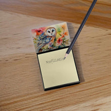Load image into Gallery viewer, Barn Owl Sticky Note Holder- Refiilable Desk Accessory Note Pad