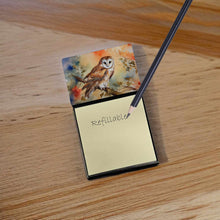 Load image into Gallery viewer, Barn Owl Sticky Note Holder- Refiilable Desk Accessory Note Pad