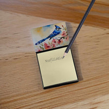 Load image into Gallery viewer, Blue Jay Sticky Note Holder- Refiilable Desk Accessory Note Pad