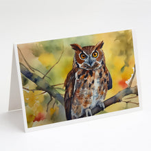 Load image into Gallery viewer, Eastern Screech Owl Greeting Cards - Blank Note Cards – 8-Pack of Artist-Designed Cards with Envelopes