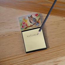 Load image into Gallery viewer, Eastern Screech Owl Sticky Note Holder- Refiilable Desk Accessory Note Pad