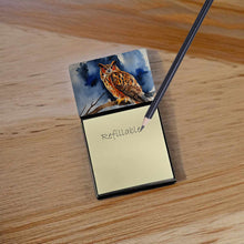 Load image into Gallery viewer, Eurasian Eagle Owl Sticky Note Holder- Refiilable Desk Accessory Note Pad