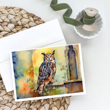 Load image into Gallery viewer, Great Horned Owl Greeting Cards - Blank Note Cards – 8-Pack of Artist-Designed Cards with Envelopes
