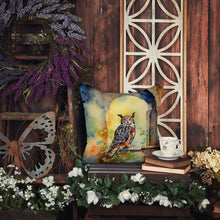 Load image into Gallery viewer, Great Horned Owl Throw Pillow - 14x14 Decorative Pillow – Art for Your Home &amp; Patio