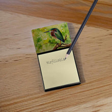 Load image into Gallery viewer, Green Heron Sticky Note Holder- Refiilable Desk Accessory Note Pad