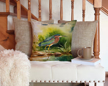 Load image into Gallery viewer, Green Heron Throw Pillow - 14x14 Decorative Pillow – Art for Your Home &amp; Patio