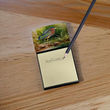 Load image into Gallery viewer, Green Heron Sticky Note Holder- Refiilable Desk Accessory Note Pad