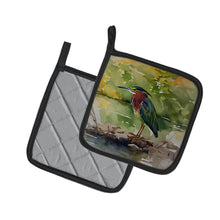 Load image into Gallery viewer, Green Heron Pot Holders - Set of 2 Decorative Kitchen Helpers | Made in the USA