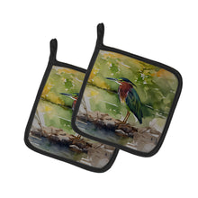 Load image into Gallery viewer, Green Heron Pot Holders - Set of 2 Decorative Kitchen Helpers | Made in the USA