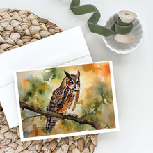 Load image into Gallery viewer, Long-Eared Owl Greeting Cards - Blank Note Cards – 8-Pack of Artist-Designed Cards with Envelopes