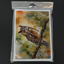 Load image into Gallery viewer, Long-Eared Owl Greeting Cards - Blank Note Cards – 8-Pack of Artist-Designed Cards with Envelopes