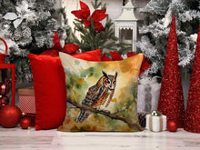 Load image into Gallery viewer, Long-Eared Owl Throw Pillow - 14x14 Decorative Pillow – Art for Your Home &amp; Patio