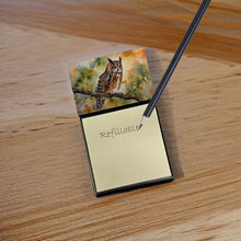 Load image into Gallery viewer, Long-Eared Owl Sticky Note Holder- Refiilable Desk Accessory Note Pad