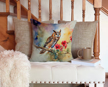 Load image into Gallery viewer, Long-Eared Owl Throw Pillow - 14x14 Decorative Pillow – Art for Your Home &amp; Patio