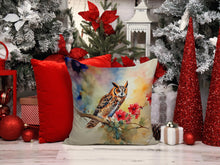 Load image into Gallery viewer, Long-Eared Owl Throw Pillow - 14x14 Decorative Pillow – Art for Your Home &amp; Patio