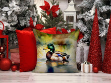 Load image into Gallery viewer, Mallard Throw Pillow - 14x14 Decorative Pillow – Art for Your Home &amp; Patio