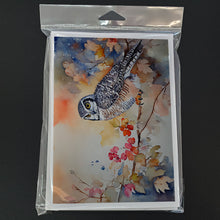 Load image into Gallery viewer, Northern Hawk Owl Greeting Cards - Blank Note Cards – 8-Pack of Artist-Designed Cards with Envelopes