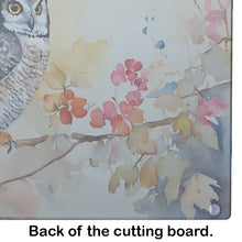 Load image into Gallery viewer, Northern Hawk Owl Glass Cutting Boards – Durable, Decorative Kitchen Art