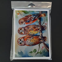 Load image into Gallery viewer, Owls Greeting Cards - Blank Note Cards – 8-Pack of Artist-Designed Cards with Envelopes