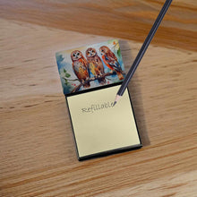 Load image into Gallery viewer, Owls Sticky Note Holder- Refiilable Desk Accessory Note Pad