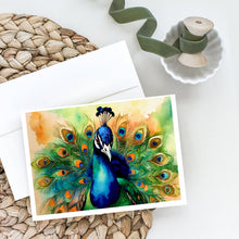 Load image into Gallery viewer, Peacock Greeting Cards - Blank Note Cards – 8-Pack of Artist-Designed Cards with Envelopes