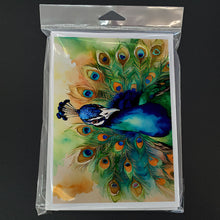Load image into Gallery viewer, Peacock Greeting Cards - Blank Note Cards – 8-Pack of Artist-Designed Cards with Envelopes