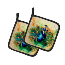 Load image into Gallery viewer, Peacock Pot Holders - Set of 2 Decorative Kitchen Helpers | Made in the USA