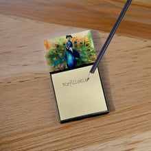 Load image into Gallery viewer, Peacock Sticky Note Holder- Refiilable Desk Accessory Note Pad