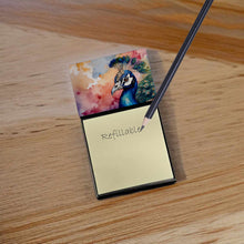 Load image into Gallery viewer, Peacock Sticky Note Holder- Refiilable Desk Accessory Note Pad