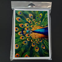 Load image into Gallery viewer, Peacock Greeting Cards - Blank Note Cards – 8-Pack of Artist-Designed Cards with Envelopes