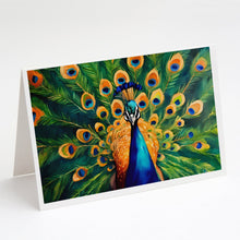 Load image into Gallery viewer, Peacock Greeting Cards - Blank Note Cards – 8-Pack of Artist-Designed Cards with Envelopes