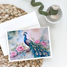 Load image into Gallery viewer, Peacock Greeting Cards - Blank Note Cards – 8-Pack of Artist-Designed Cards with Envelopes